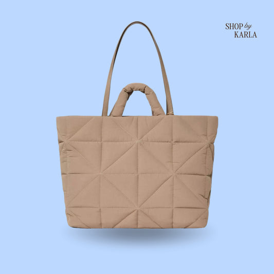 Bolso Tote Beige Acolchado