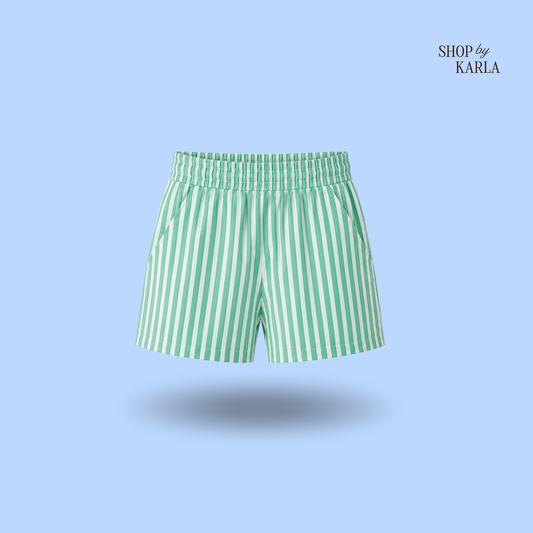 Short Rayas Menta - Blanco